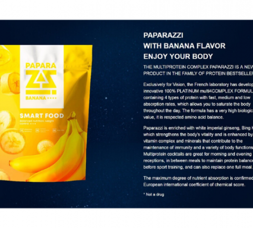 Vision Paparazzi Banana Bữa ăn dinh dưỡng lành mạnh đa Protein vị chuối